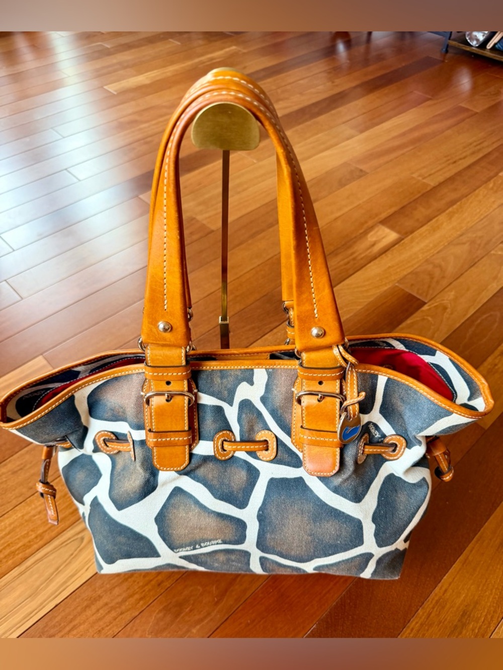 Dooney & Bourke Serengeti Giraffe Canvas Tote with Leather Handles and Trim - Picture 2 of 15